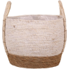 Füles kosár szalmából és tengerifűből  28 cm x 24 cm fehér