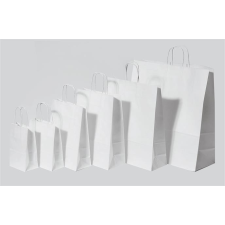 . Füles papírtasak, sodrott füles, fehér, 32x12x41 cm kézitáska és bőrönd