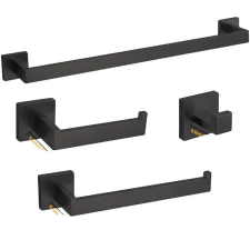  Fürdőszoba hardverkészlet, fekete, köpenyhorog, törülközőtartó, fekete-fekete fürdőszoba kiegészítő