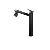  Fürdőszoba mosogató csaptelep, Blackswan, M331 típus, magas modell matt fekete forgatható, 2 üzemmóddal és mozgatható csappal, mérete 30 cm