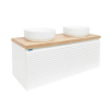  Fürdőszoba szekrény mosdó alatt Naturel Savona 118x43x44,8 cm fehér fényű, halifax tölgy deszka SAVONA120BIDDH