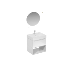  Fürdőszobagarnitúra mosdóval mosdócsappal, kifolyóval és szifonnal Naturel Stilla fehér fényű KSETSTILLA012 fürdőszoba bútor