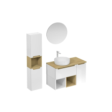  Fürdőszobagarnitúra mosdóval mosdócsappal, kifolyóval és szifonnal Naturel Stilla fehér fényű KSETSTILLA013 fürdőszoba bútor