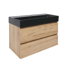 Fürdőszobaszekrény 2 fiókos mosdókagylóval SAT B-Way 99x50x45 cm matt tölgy BWAY2100OAKU2BB fürdőszoba bútor