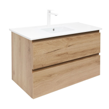 Fürdőszobaszekrény 2 fiókos mosdókagylóval SAT B-Way 99x50x45 cm matt tölgy BWAY2100OAKU4B2 fürdőszoba bútor