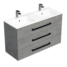 Fürdőszobaszekrény fekete fogantyúval és mosdókagylóval SAT Cube Way 120x71x46 cm betonszőnyeg CUBE46C1203BEMOD fürdőszoba bútor