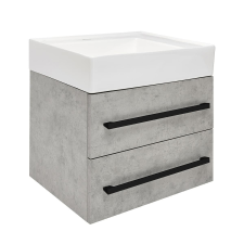 Fürdőszobaszekrény mosdókagylóval és fekete fogantyúval SAT Cube Way 60x53x46 cm betonszőnyeg CUBE46C602BESATCW fürdőszoba bútor