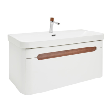  Fürdőszobaszekrény mosdókagylóval és keverővel SAT Fusion 97,5x43x45 cm fehér matt SATFUSION100WUBA fürdőszoba bútor