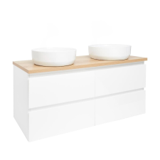  Fürdőszobaszekrény mosdókagylóval SAT B-Way 119x50x45 cm fehér fényes BWAY2120WDOAKU2 fürdőszoba bútor