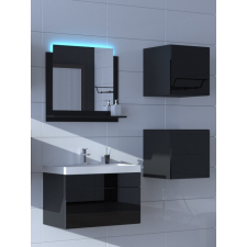 Furnitech Venezia Alius A21 fürdőszobabútor szett + mosdókagyló + szifon (fényes fekete) fürdőszoba bútor