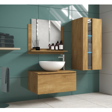 Furnitech Venezia Alius A34 fürdőszobabútor szett + mosdókagyló + szifon (arany tölgy) fürdőszoba bútor