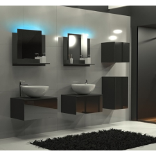 Furnitech Venezia Alius A37 dupla fürdőszobabútor szett + mosdókagyló + szifon (magasfényű fekete) fürdőszoba bútor