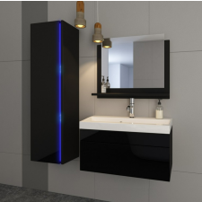 Furnitech Venezia Dream I. fürdőszobabútor szett + mosdókagyló + szifon - 80 cm (fényes fekete) fürdőszoba bútor