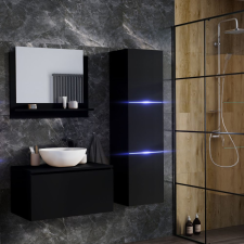 Furnitech Venezia Like I. fürdőszobabútor szett + mosdókagyló + szifon (matt fekete) fürdőszoba bútor
