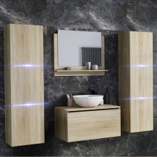 Furnitech Venezia Like II. fürdőszobabútor szett + mosdókagyló + szifon (sonoma tölgy) fürdőszoba bútor