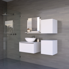 Furnitech Venezia S-11 fürdőszobabútor szett + mosdókagyló + szifon (fehér) fürdőszoba bútor