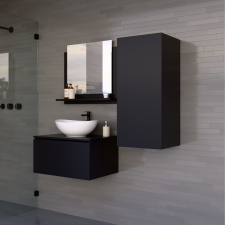 Furnitech Venezia S-3 fürdőszobabútor szett + mosdókagyló + szifon (fekete) fürdőszoba bútor