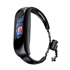 FUSION Metal Bracelet Xiaomi Mi Band 3 / 4 / 5 / 6 Fém szíj - Fekete okosóra kellék