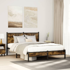  füstös tölgy színű fém ágykeret matrac nélkül 140 x 200 cm ágy és ágykellék