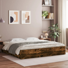  Füstös tölgy színű szerelt fa ágykeret fiókokkal 160 x 200 cm ágy és ágykellék