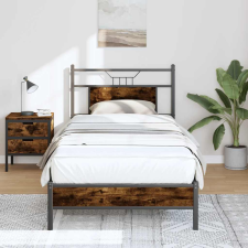 füstös tölgy színű szerelt fa ágykeret matrac nélkül 80x200 cm ágy és ágykellék