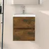  Füstös tölgy színű szerelt fa mosdószekrény 41 x 38,5 x 45 cm