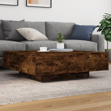 füstös tölgyszínű dohányzóasztal LED-lámpákkal 100 x 100 x 31cm bútor