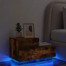  füstös tölgyszínű éjjeliszekrény LED-fényekkel 70x36x40,5 cm bútor
