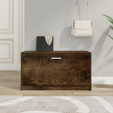  füstös tölgyszínű szerelt fa cipőtároló pad 80 x 24 x 45 cm bútor