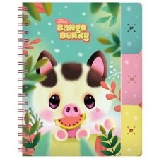  Füzet Bangoberry spirálos, elválasztókkal, 3db Bangobobbal, malac mintával füzet