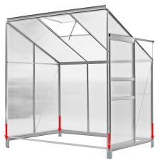 G21 Üvegház polikarbonát lappal melegház aluminium váz 192x127x202 cm 2,3 m² alapkerettel kerti tárolás