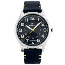G. Rossi férfi karóra, kék számlap, bőrszíj, 44 mm, WR30 karóra