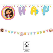 Gabi babaháza Gabby&#039;s Dollhouse, Gabi babaháza Happy Birthday felirat FSC 2 m party kellék