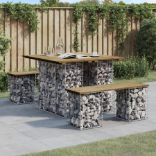  Gabion mintás kerti asztal impregnált fenyőfa 100 x 102 x 72 cm kerti bútor