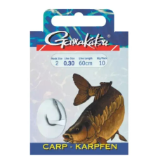 Gamakatsu CARP 3310F #10-0.20MM 60CM előkötött pontyozó horog horog