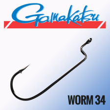 Gamakatsu WORM 34 HOOKS BLACK # 2/0 horog