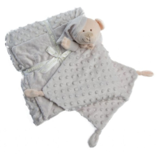 Gamberritos takaró plüss buborékos anyagú 80x110cm plüss szundikendővel maci - szürke babaágynemű, babapléd