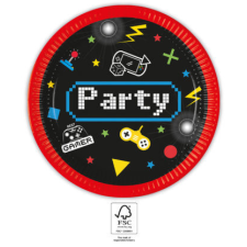 Gamer Gaming Party papírtányér 8 db-os 23 cm FSC party kellék