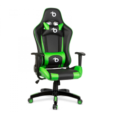 Gamer szék - derékpárnával, fejpárnával - zöld forgószék