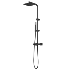 Gamma Cube termosztatikus esőztető zuhanyszett szögletes zuhanyfejjel fekete, beépíthető csaptelep