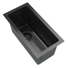 Gamma Stalowy S2244 egymedencés rozsdamentes acél mosogató, fekete, beépíthető mosogatótálca