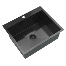 Gamma Stalowy S6050 egymedencés rozsdamentes acél mosogató, fekete, beépíthető mosogatótálca