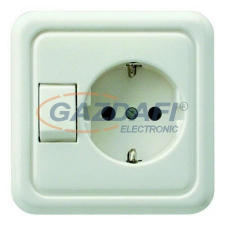 GAO 00110 Földelt dugaszolóaljzat váltókapcsolóval, fehér villanyszerelés