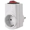GAO 0790H Földelt, köztes csatlakozó aljzat, kétpólusú világítós kapcsolóval, műanyag, fehér, 250V~ 50Hz, 16A