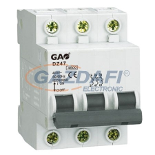 GAO 5917H Kismegszakító 3P 6A C, 4,5kA, fehér villanyszerelés