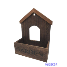  Garden feliratos fa házikós ládikó 25cm - Barna dekorációs kellék