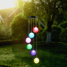 Garden Of Eden Felakasztható szolár lámpa - kristálygömb - RGB LED-del - 78 x 12,5 cm kültéri világítás