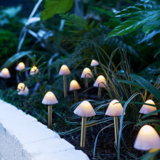 Garden Of Eden LED-es szolár lámpa - 12 db mini gomba - melegfehér - 28,5 cm x 4 m kültéri világítás