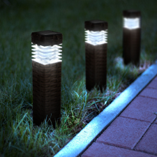 Garden Of Eden Leszúrható szolár lámpa - rattan hatású, barna - hidegfehér - 7 x 7 x 28 (+12) cm kültéri világítás