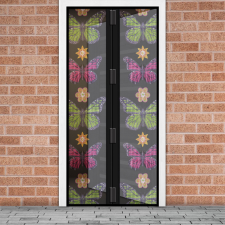 Garden Of Eden Szúnyogháló függöny ajtóra -mágneses- 100 x 210 cm - virágos pillangós (11398P) szúnyogháló